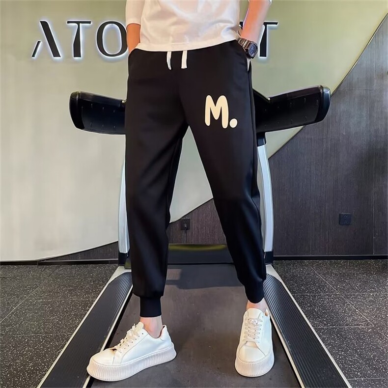 夏季小脚裤子男九分男裤2024新款运动裤男款束脚休闲裤K187,男装休闲裤,星座1116A-2（原606A-1）
