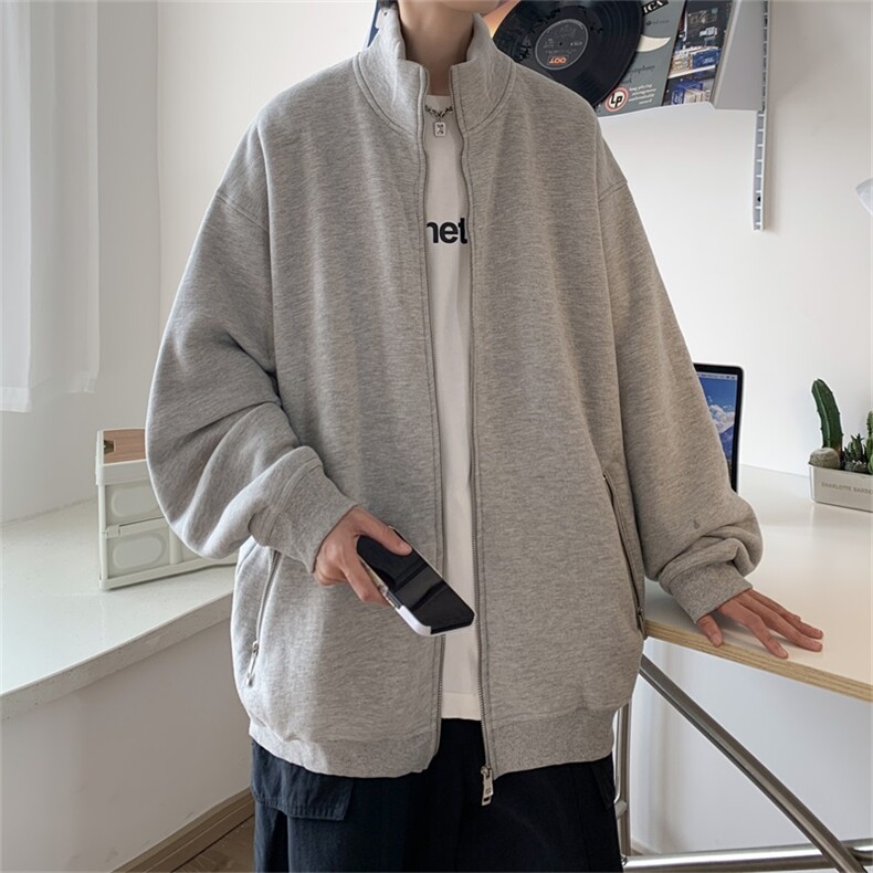 电商DSA028-KBWYL65棉新款港风长袖立领开衫卫衣男P65,男装夹克,电商A028