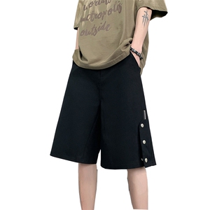夏季美式高街排空拉链黑色牛仔五分短裤货号DK69P50图片