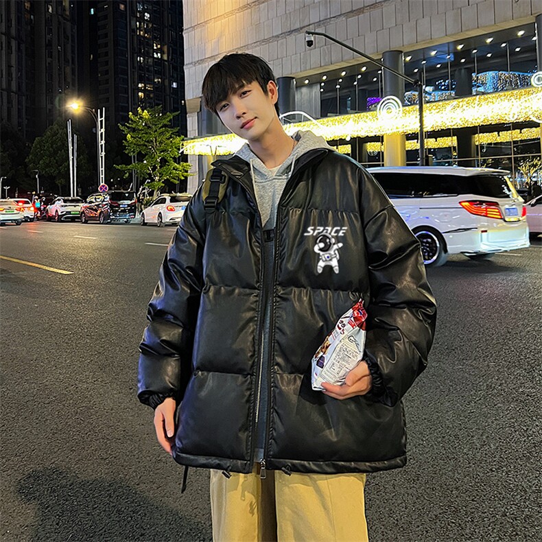 2025冬季新款潮流加厚棉衣PU皮棉服帅气面包服XZ102A-4-5139-P115,男装棉衣,星座211-2