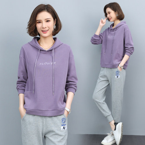 2024春秋季时尚刺绣英文连帽卫衣，，女装卫衣/绒衫，依恋蒂丝