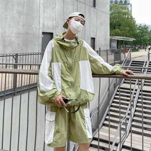 夏季撞色夹克衫防晒服套装 运动风时尚防晒衣男 XZ514-2-1611-P98图片