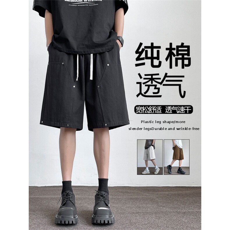 纯棉亲肤透气速干运动短裤垂感柔顺铆钉设计五分裤 DK320-特批35图片