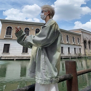 美式高街黄泥口袋可拆卸牛仔夹克男女复古潮牌外套男W6533-P60图片