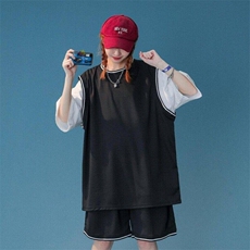 TZ01-P40薄款男士t恤上衣服潮流港风篮球背心体恤运动套装，男装T恤，电商D310B