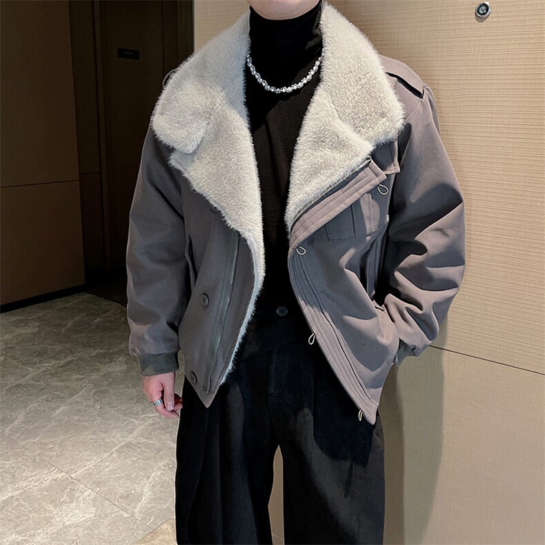 冬季新款座山雕美式复古工装加绒毛领保暖短款夹克棉服男M157P168,男装夹克,电商B267
