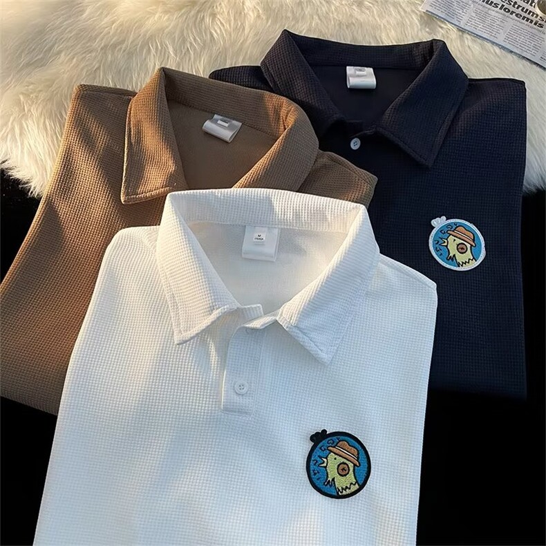 文艺潮流五分袖原宿百搭男标准纯色夏季新款POLO衫T恤T5804P25,男装T恤,星座1116-2