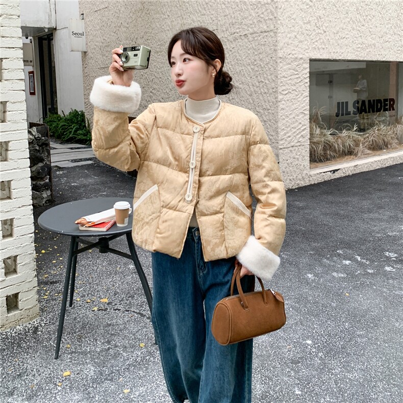2025冬季新中式羽绒服短款50白鸭绒RF2C290-6898#-P295-K399,女装羽绒服,2C290