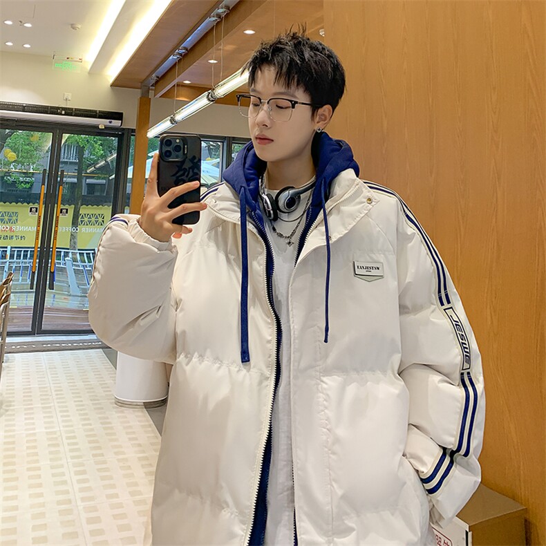 棉衣男冬季新款港风宽松假两件连帽学生棉服MY8882-P82,男装棉衣,星座214-3