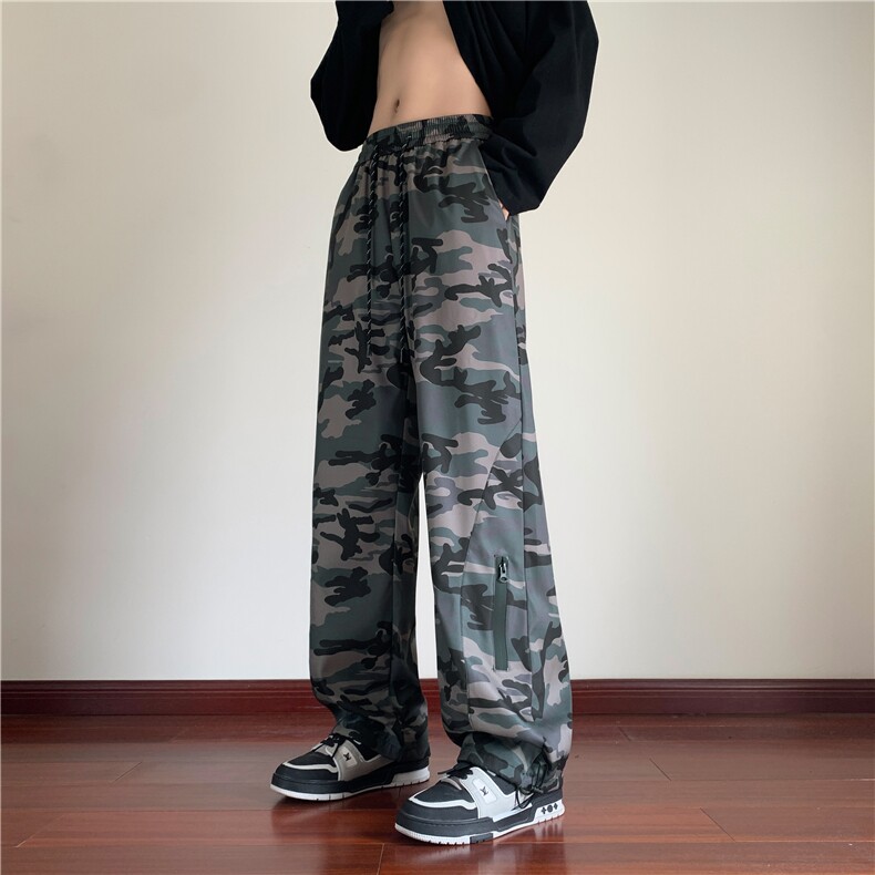 抖音品质秋季新款潮流迷彩拉链宽松冲锋裤B315-K24325-特p35控68,男装休闲裤,电商B315