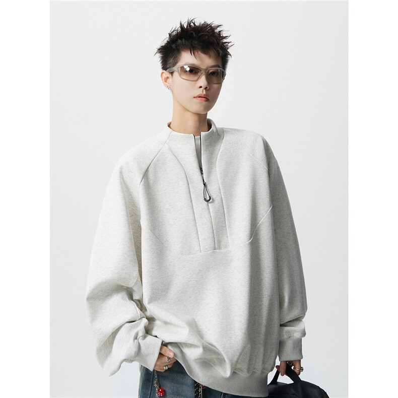 W8596P55控88高品质曼巴棉360克拼接个性半高拉链卫衣，男装卫衣，电商B205