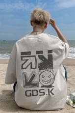 已注册/夏季外景纯棉中性宽松短袖T恤男生韩版休闲体恤DT9689/P25，男装T恤，电商B316