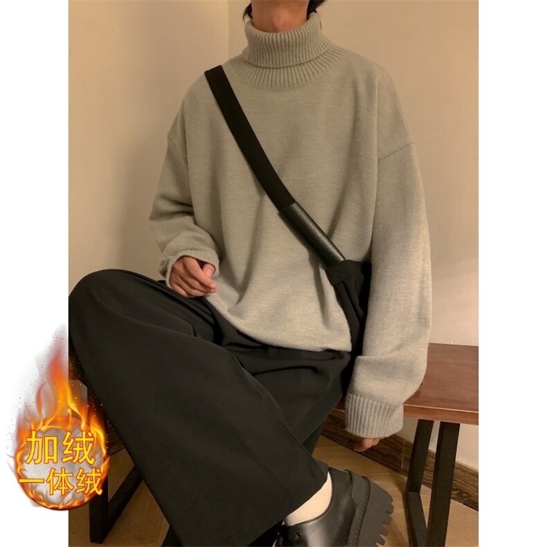 MGR7581P60主推加绒加厚高领毛衣男保暖打底针织衫宽松慵懒风线衣,男装T恤,星座510A-2