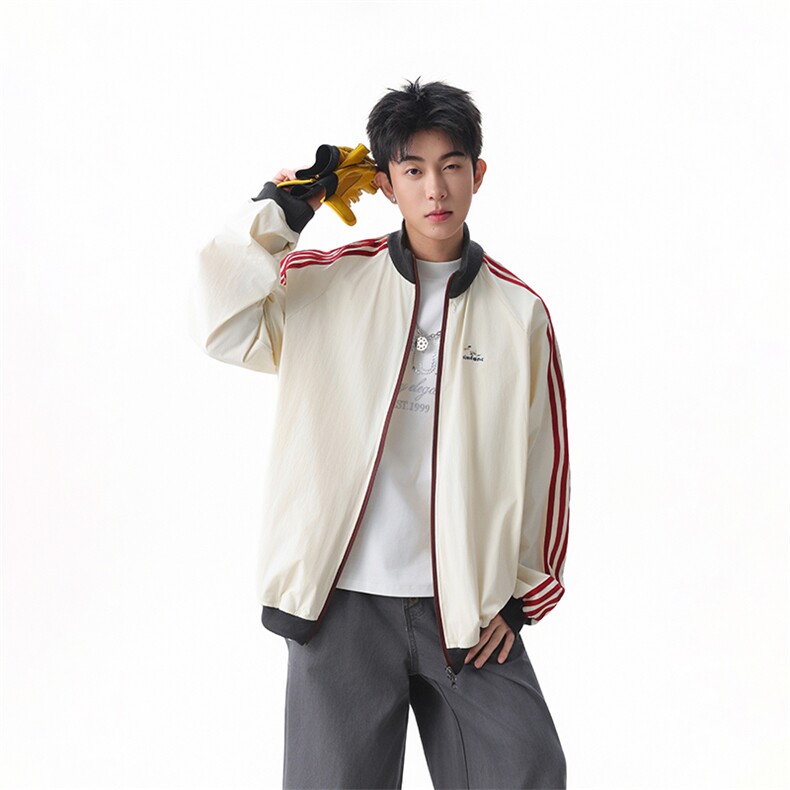 包现货-美式条纹刺绣立领夹克秋季复古户外外套218-7-JK62-P95,男装夹克,星座218-7