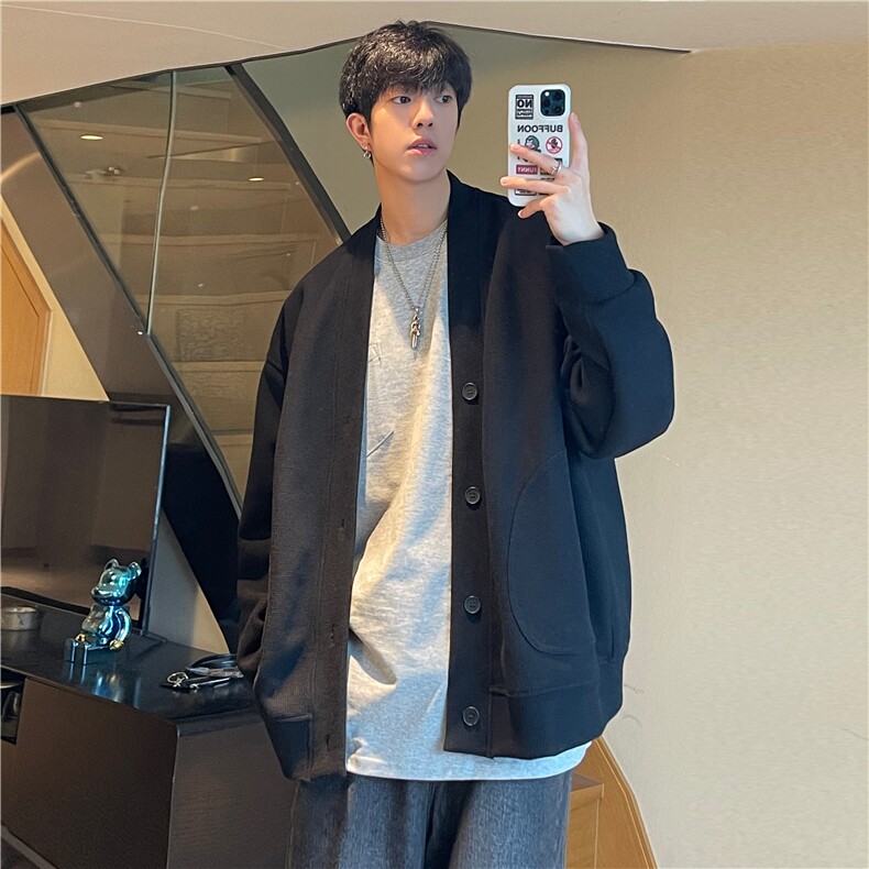 WASSUPHAPPY开衫卫衣男士春秋季2025新款情侣慵懒外套休闲上衣服,男装卫衣,电商A450