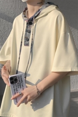 T10111-特P30夏季小熊拼接设计感连帽潮牌大码T恤短袖男，男装T恤，电商A059