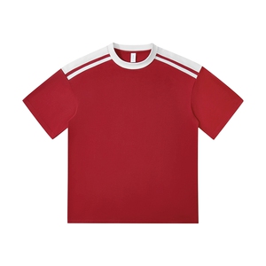 280克得物重磅双纱纯棉T恤大码宽松撞色条纹短袖男潮DH9585-特P35图片