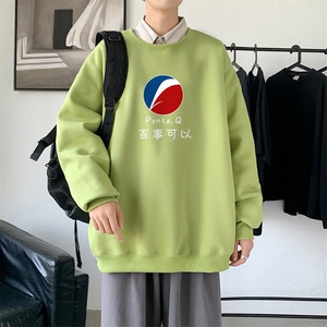 Y2462P38！21年秋冬新款港风日系大码印花长袖圆领卫衣男图片