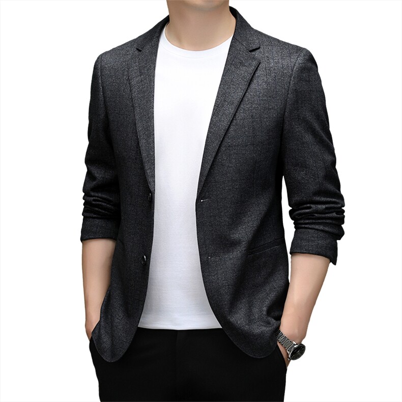 6611-1秋冬新款男士西服商务休闲男装灰格外套P143,男装西服,电商B360