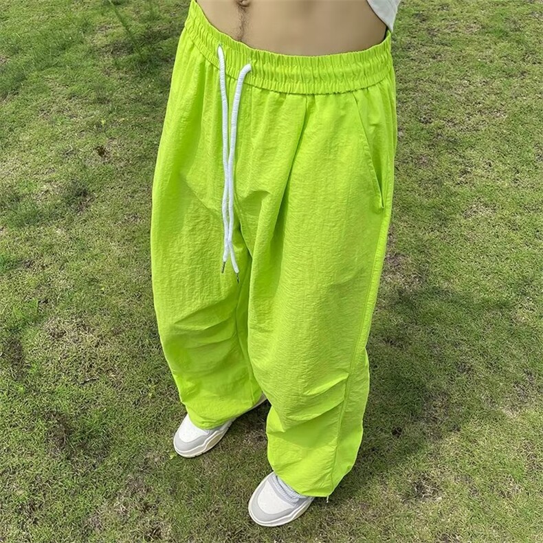 速干时尚阔腿伞兵裤男oversize潮牌多巴胺降落伞裤子夏薄款,男装休闲裤,星座716-2