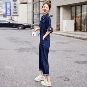 牛仔连体裤女2025春夏新款韩版时尚高腰宽松休闲显瘦工装连衣裤潮图片