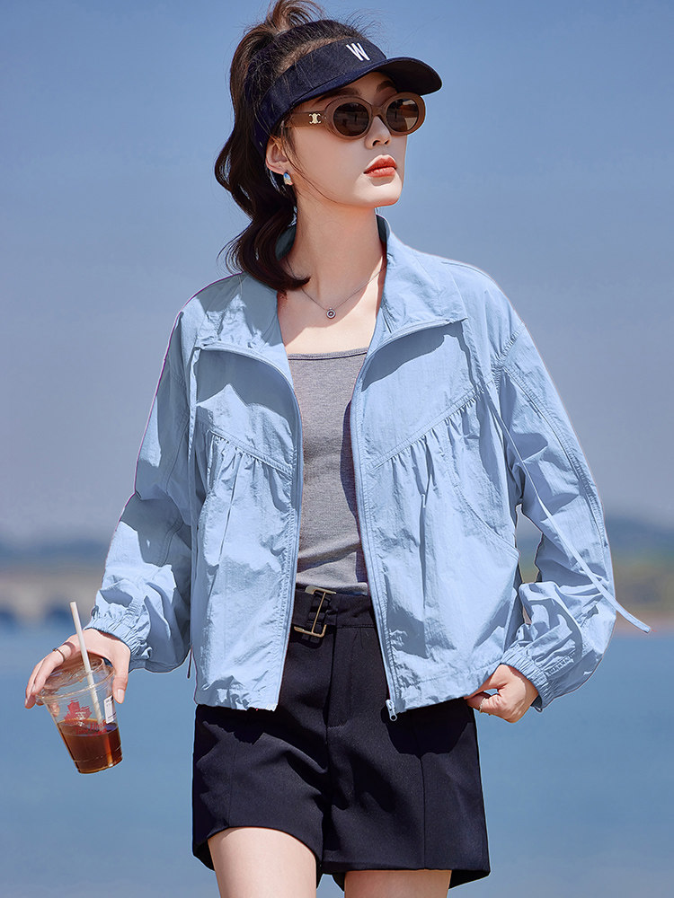 红色宽松防晒衣女2025新款夏季韩版潮流透气减龄小个子休闲短外套,女装防晒衣,靓衣阁