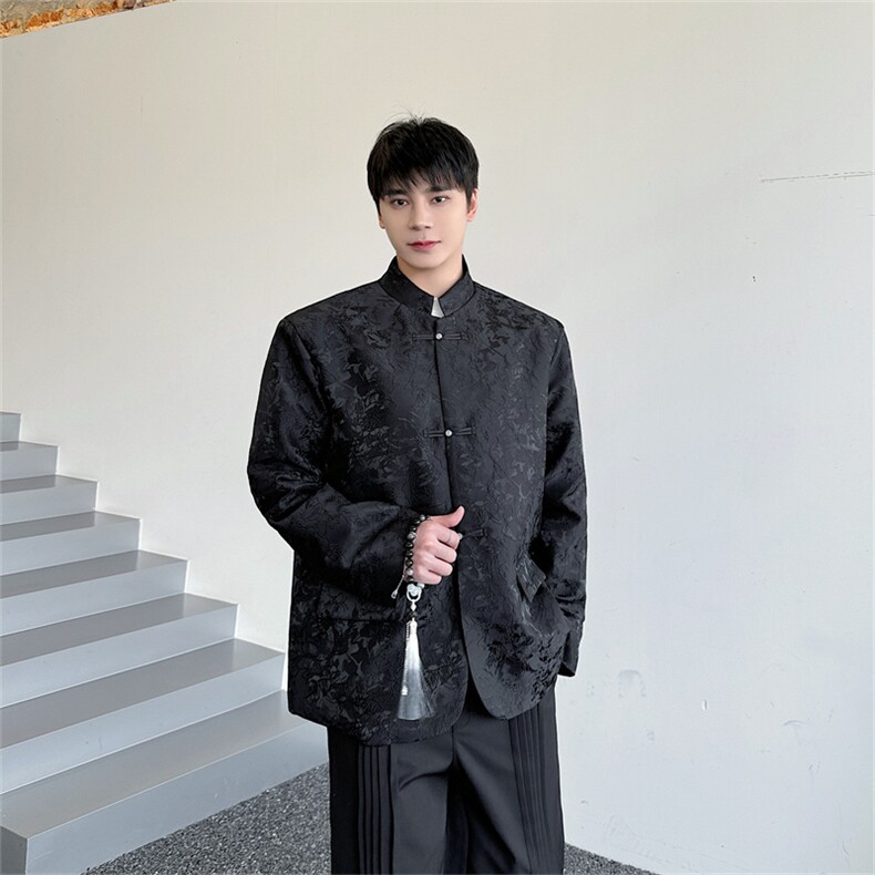 新中式提花暗花珍珠盘扣新中式西服外套男,男装西服,星座1009（原B233）