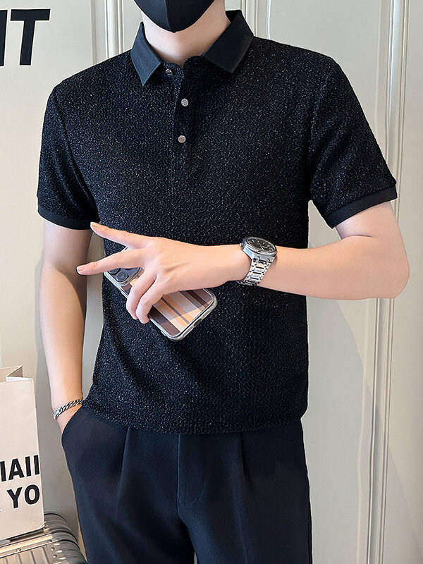 店主风社会小伙男高级感翻领POLO衫男保罗衫301A-1/PL114/P53,男装Polo衫,星座301A-1