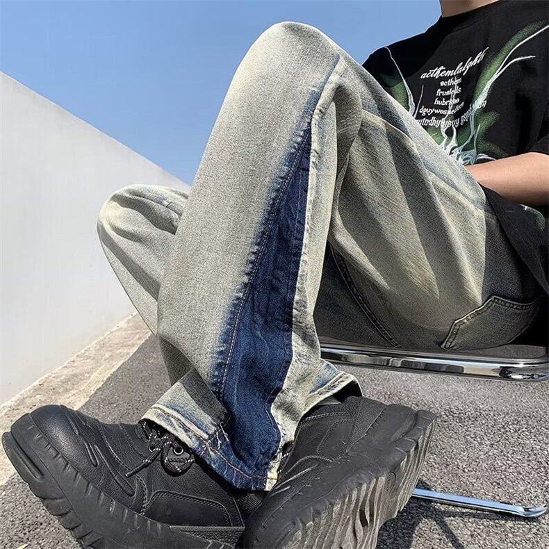 慵懒长裤原宿简约文艺ins男日常新款百搭潮流牛仔裤KK113-P40,男装牛仔裤,星座911-3