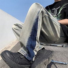 慵懒长裤原宿简约文艺ins男日常新款百搭潮流牛仔裤KK113-P40，男装牛仔裤，星座911-3