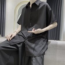 CS2009夏季垂感短袖衬衫男雪纺暗门襟衬衣，男装衬衫，星座507