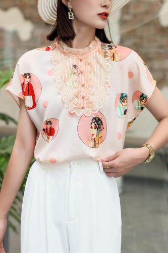 欧根纱领口小，女装，青云阁