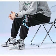 日系2024秋冬款撞色印花束脚运动休闲潮牌卫裤8806-P55控69,男装休闲裤,星座914-3