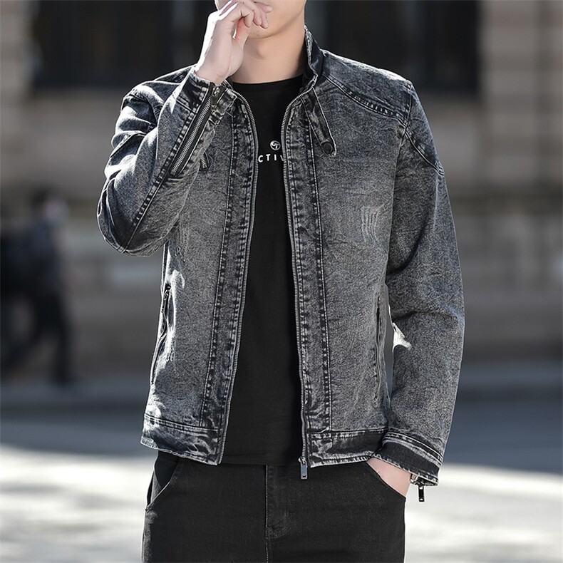 JK1823-P100美式经典牛仔外套男复古做旧水洗工装夹克痞帅潮,男装工装外套,电商D310B-1