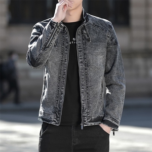 JK1823-P100美式经典牛仔外套男复古做旧水洗工装夹克痞帅潮图片