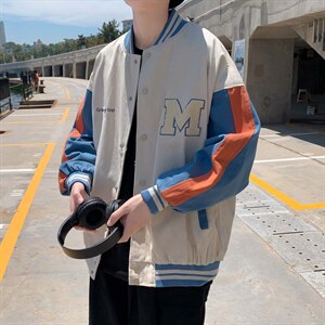 新款棒球服外套春秋韩版宽松ins潮牌痞帅气中性字母夹克JK036-p65，男装夹克，星座1008