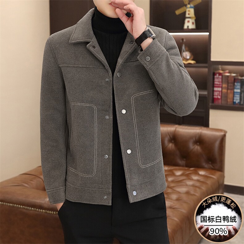新标90白鸭绒有男士羽绒服金貂绒毛呢大衣外套YR2512-P175,男装羽绒服,星座210-3