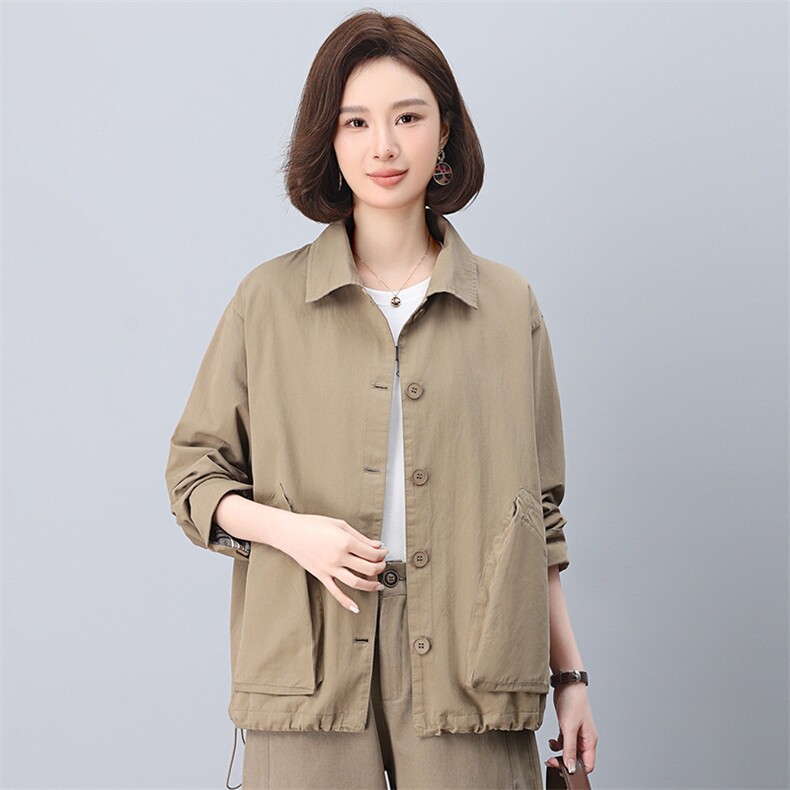 时尚休闲女2025春秋季新款中年妈妈宽松小个子洋气减龄,女装短外套,悦见她