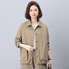 时尚休闲女2025春秋季新款中年妈妈宽松小个子洋气减龄，女装短外套，悦见她