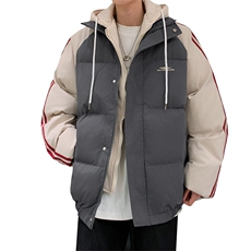 冬季新款韩版假两件宽松大码加厚棉衣外套XZ102B-1-M6636P125，男装棉衣，星座102B-1