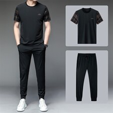 运动套装男秋冬季长袖套装男休闲长裤两件套弹力速干透气宽松，男装休闲套装，电商B212（原钱塘6029）