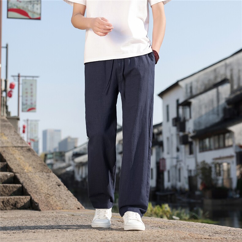 2026夏季新款宽松大码纯色休闲风男装苎麻休闲裤K2610,男装休闲裤,电商A008