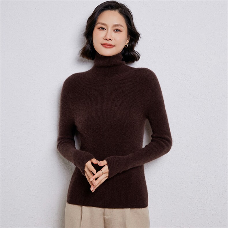 优雅女士高领羊毛衫羊毛显瘦百搭保暖针织衫,女装羊毛衫,温伦斯特羊绒