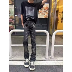 有货DK1161-特批48抖音天猫高质量猫须抓痕直筒牛仔裤，男装牛仔裤，星座603-2