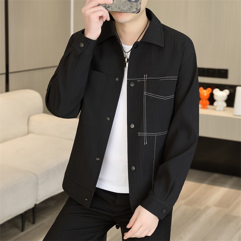 秋季新款男士商务休闲简约百搭时尚潮流翻领夹克外套上衣8823P90,男装夹克,电商B226