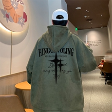 已注册港风抖音直播得物高品质宽松麂皮绒连帽卫衣W6039P48，男装卫衣，电商C408(原B339-1)