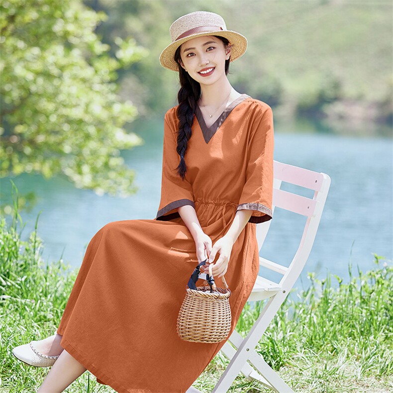 2026年夏季大摆型短袖日常逛街,女装连衣裙,江南依恋
