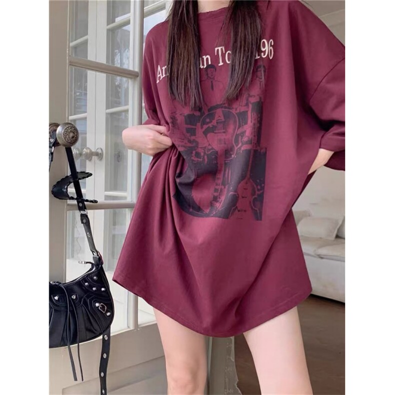 夏季美式潮牌复古宽松休闲BF风重磅纯棉短袖T恤男女情侣款上衣,男装T恤,四季星座505
