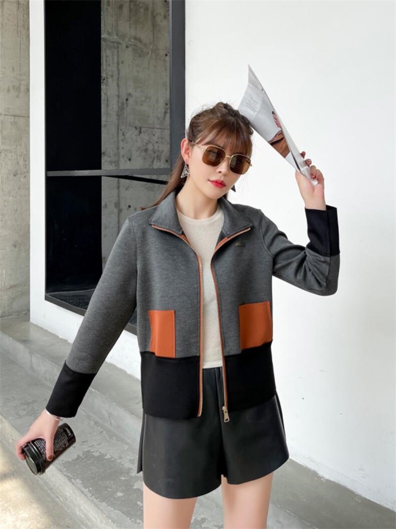 秋装新款：拼色休闲外套M一XXL，其它，拉思维加丝