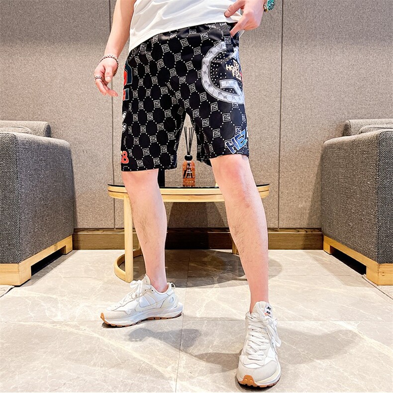 蜻蜓 冰丝短裤男夏季薄款休闲中裤五分沙滩裤子K21-P25图片